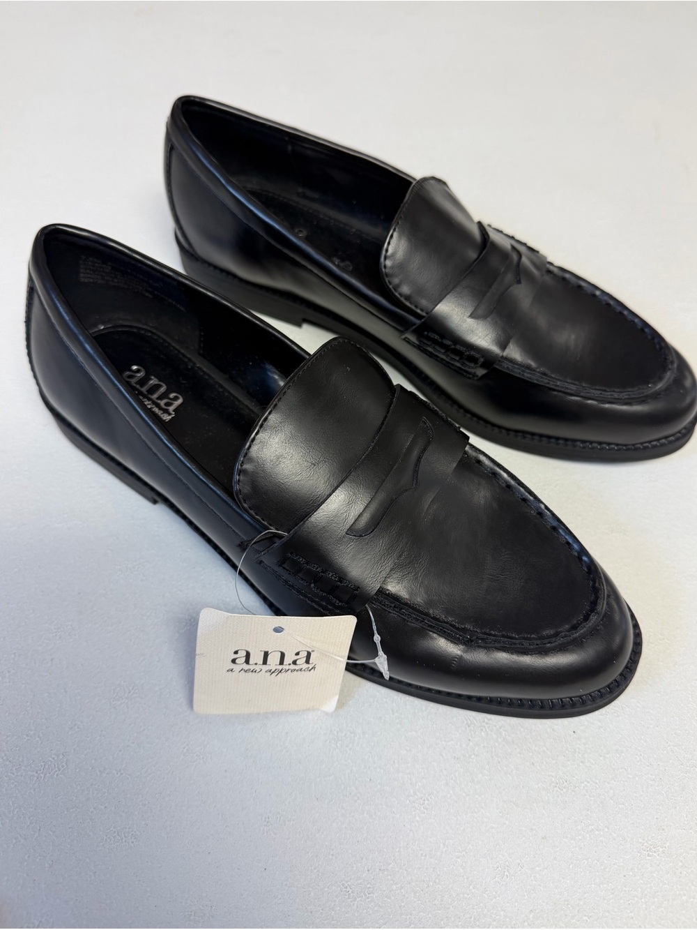 a.n.a Ana Luella Black Leather Penny Loafers - Picture 5 of 8